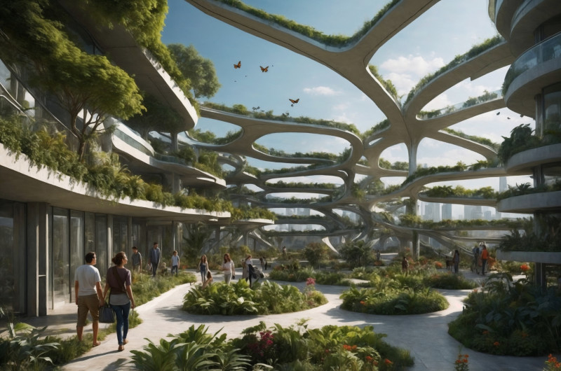 Los edificios basados en la biomímesis (inspirados en la naturaleza) funcionarán como organismos vivos, respirando y adaptándose al entorno.