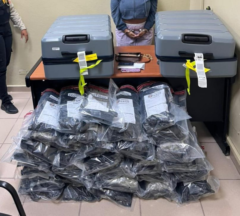 En junio, la DNCD incautó 60 paquetes de marihuana en dos maletas de una joven procedentes de Estados Unidos.