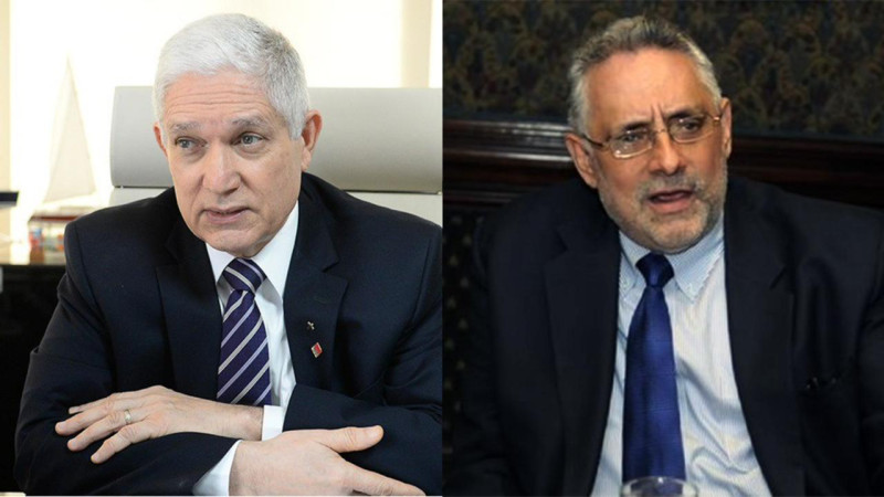 Juan Francisco Puello Herrera, presidente de la Confederación de Béisbol del Caribe y Vitelio Mejía, presidente de la Liga Dominicana de Béisbol.