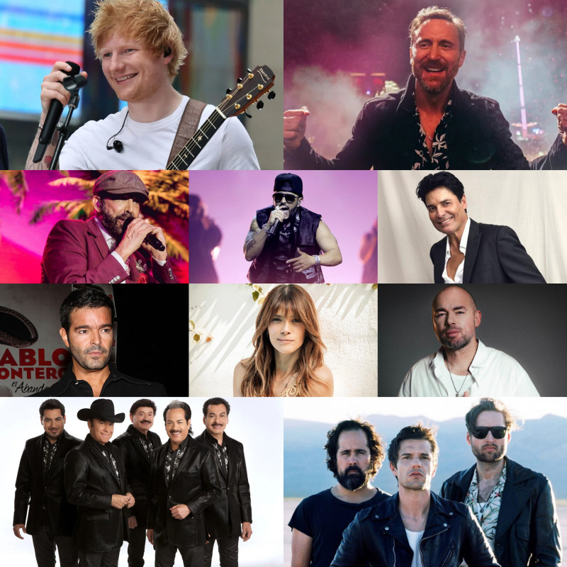 Ed Sheeran, David Guetta, Juan Luis Guerra, Yandel, Chayanne, Pablo Montero, Kany García, Santiago Cruz, Los Tigres del Norte y The Killers, se encuentran entre los conciertos para el 2026