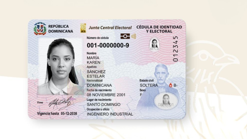 Así será la nueva cédula de identidad presentada este jueves por la Junta Central Electoral.