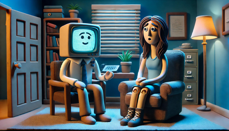 La IA utiliza la terapia cognitivo-conductual cuando se le solicita que brinde asesoramiento terapéutico. Imagen: Ilustración de estilo Gumby creada con IA por especialistas de la UNSW Sídney.
