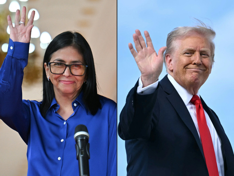 Delcy Rodríguez y Donald Trump