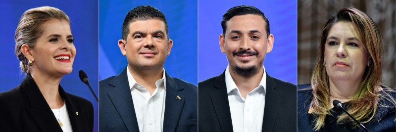 Laura Fernández, Álvaro Ramos, Ariel Robles y Claudia Dobles, candidatos presidenciales de Costa Rica.