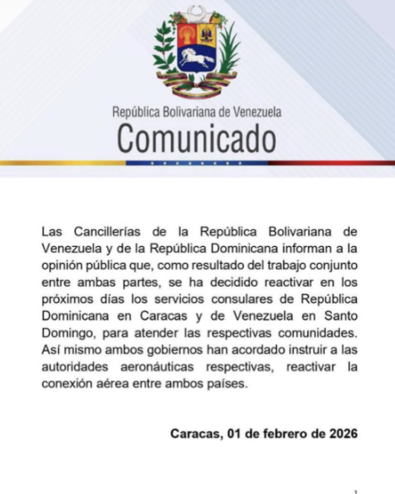 Comunicado publicado por Yvan Gil, canciller de Venezuela.