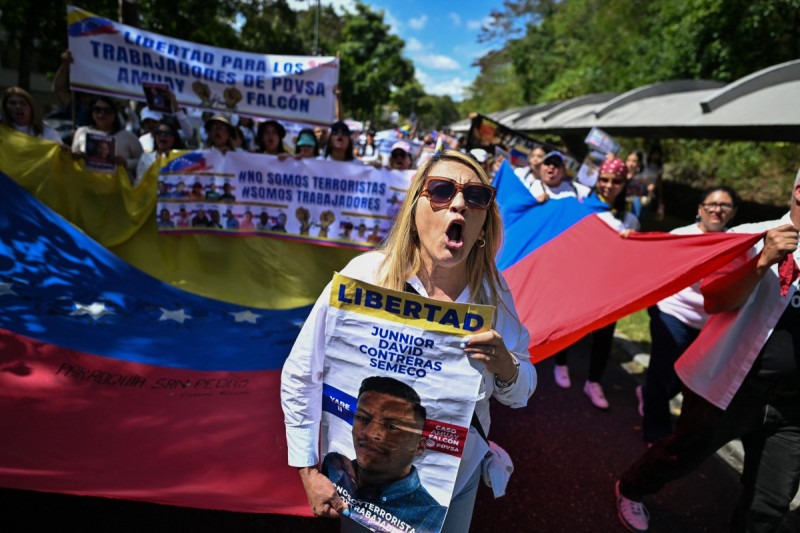 Manifestación de estudiantes venezolanos en Caracas, Venezuela.