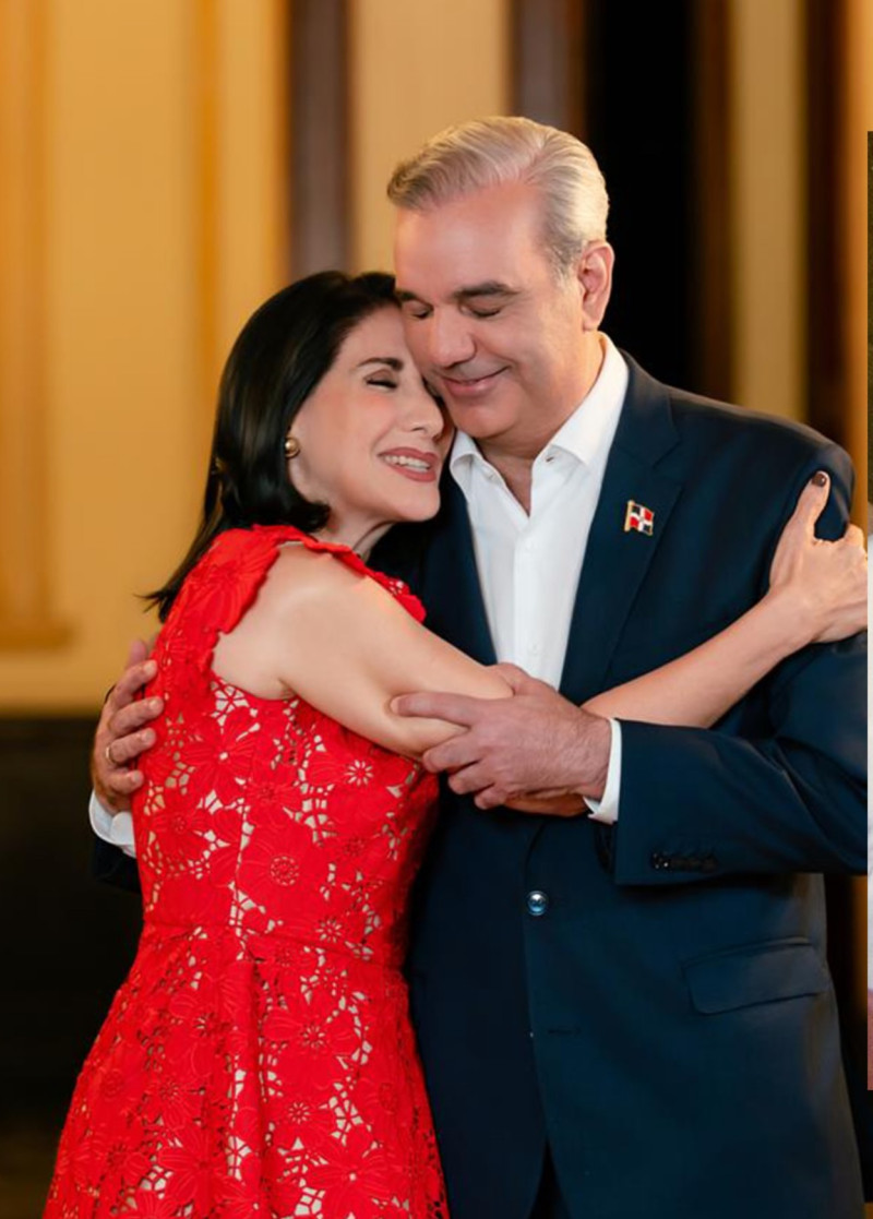 La pareja presidencial: Luis Abinader y Raquel Arbaje.