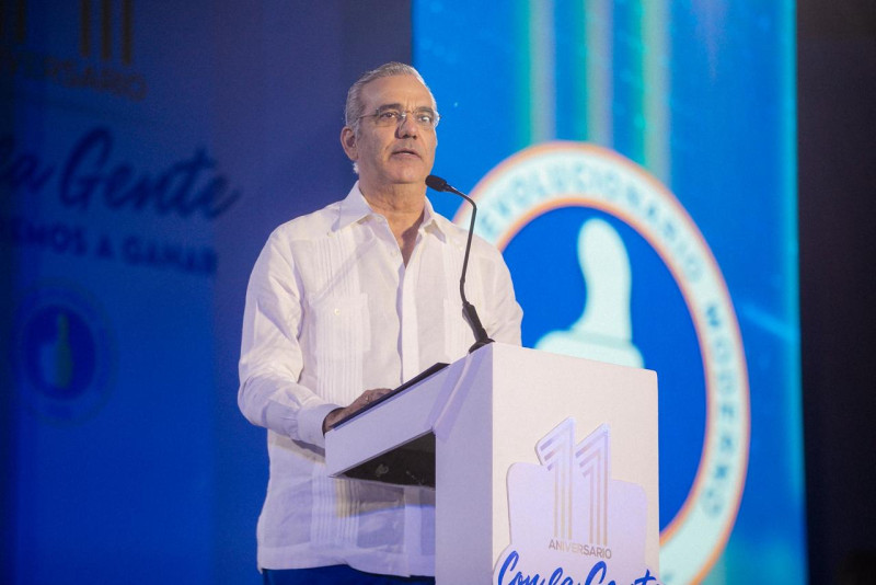 Presidente Luis Abinader durante el onceavo aniversario del PRM.