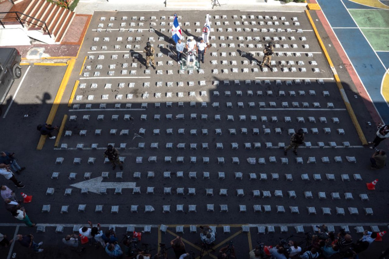 Decomiso de la droga, mostrada por la Dirección Nacional de Control de Drogas este lunes 16 de febrero 2026