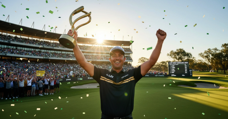 Tras 16 años, Anthony Kim vuelve a subir al podio tras su triunfo en el LIV Golf en Adelaida, Australia.