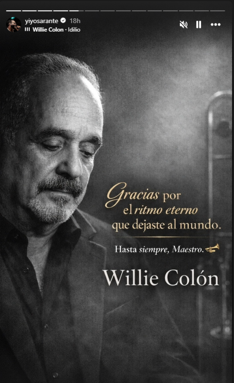 El salsero dominicano Yiyo Sarante se despide de Willie Colón a través de las redes sociales.