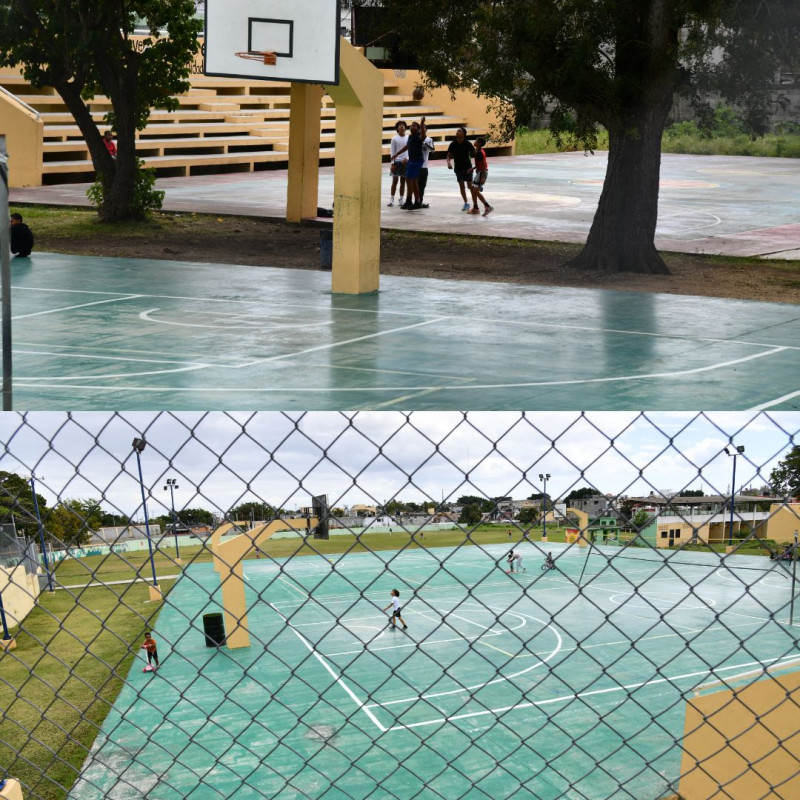 Algunas de las instalaciones deportivas de la Plaza Educativa Don Bosco en Hainamosa.