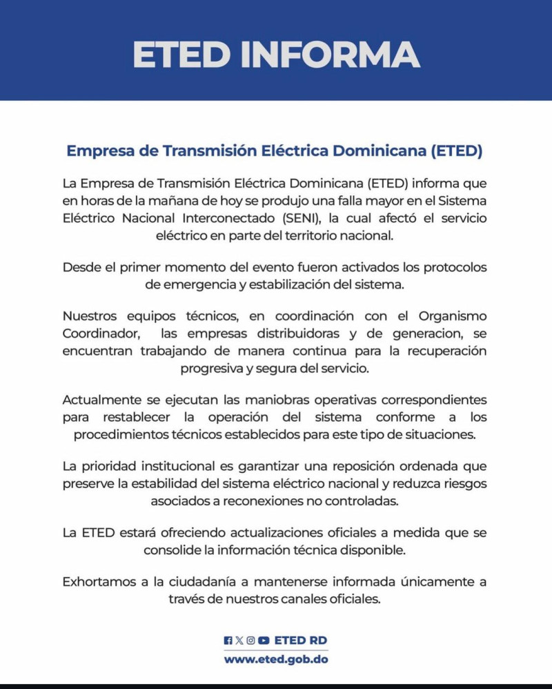 Comunicado de ETED