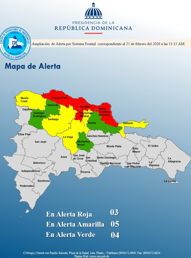 El COE declara alerta roja para 12 provincias