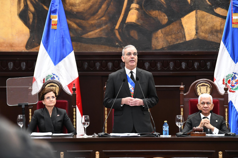 Presidente Luis Abinader durante la rendición de Cuentas de febrero de 2026