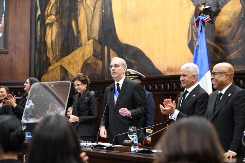 El presidente Luis Abinader durante su rendición de cuenta