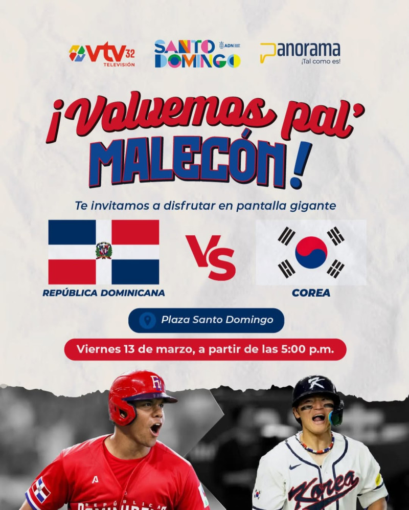 Dominicana vs Corea del Sur en pantalla gigante