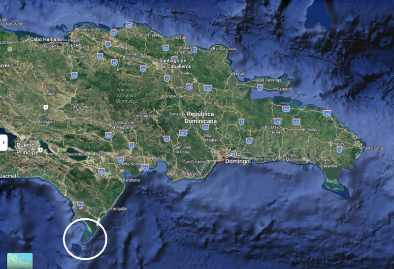 Ubicación de la isla Beata al suroeste de República Dominicana.