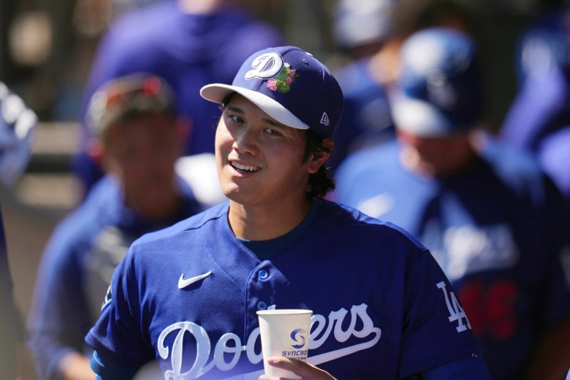 Shohei Ohtani, estrella de los Dodgers, duante una partido de esta pretemporada.