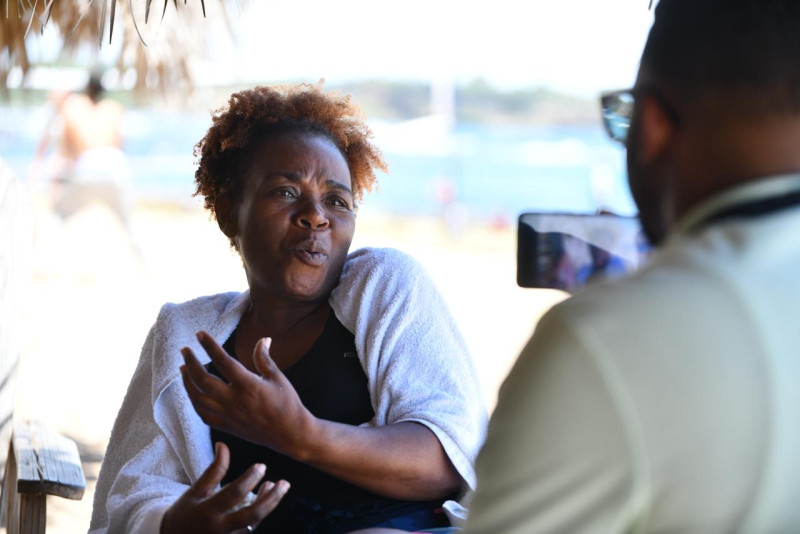 Martina de Jesús mientras conversaba con reporteros de Listín Diario.
