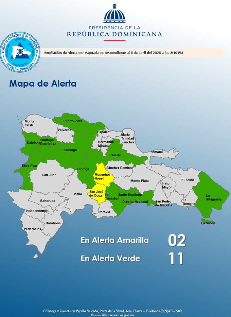 Mapa Centro de Operaciones de Emergencia (COE)