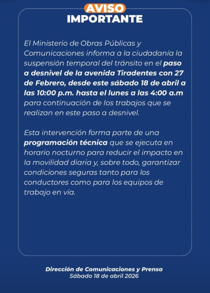 MOPC realiza trabajos de mantenimiento