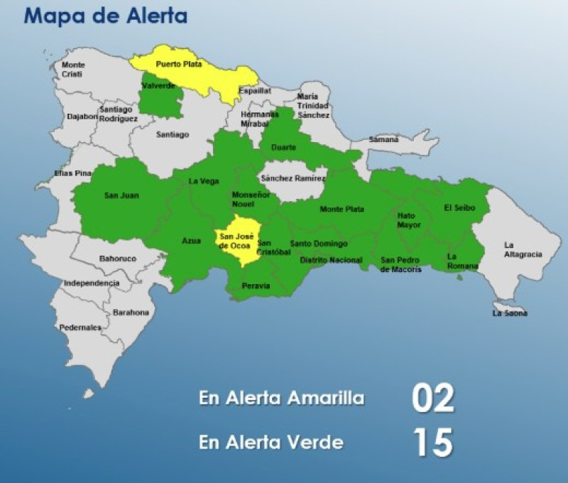 Mapa de alertas del Centro de Operaciones de Emergencias.