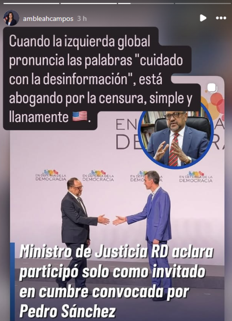 Historia de la embajadora de Estados Unidos en su cuenta de Instagram.