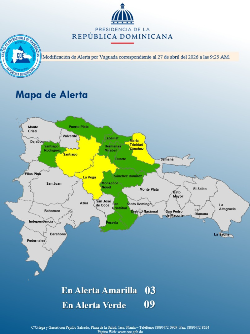 El Centro de Operaciones de Emergencias mantiene 12 provincias en alerta verde por vaguada.