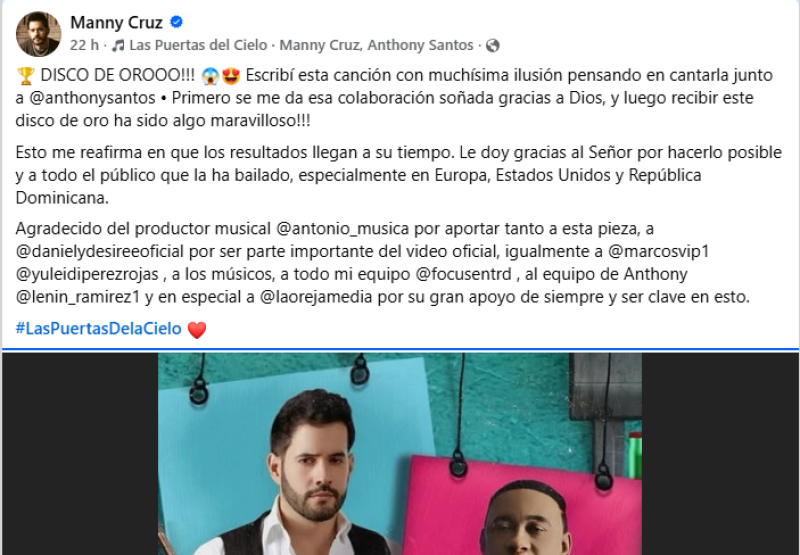 Publicación de Manny Cruz.