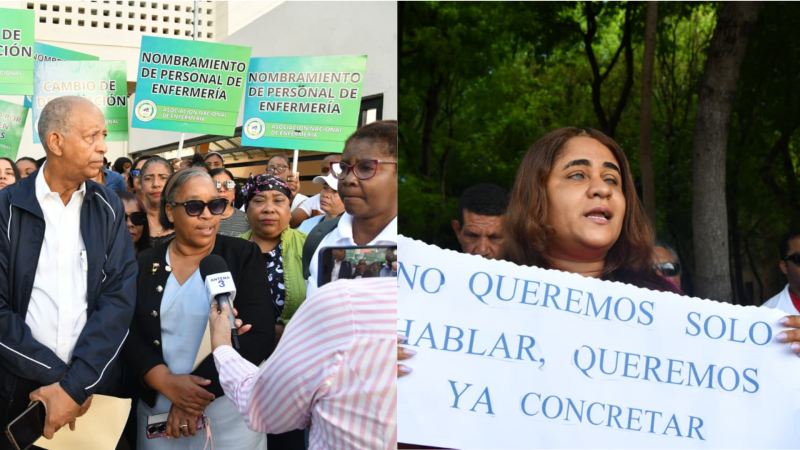 protesta de enfermeras y no videntes frente al Palacio Nacional.