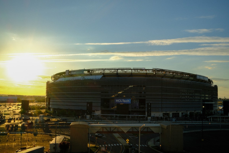 El estadio New York New Jersey (anteriormente llamado MetLife Stadium) se ve en East Rutherford, Nueva Jersey, el 7 de mayo de 2026, antes de la Copa Mundial de la FIFA 2026.