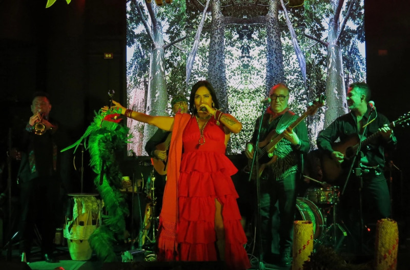 La cantante mexicana Lila Downs cuando se presentaba en la Ciudad de México el martes 26 de mayo de 2026 durante el lanzamiento de su álbum "Cambias mi mundo".