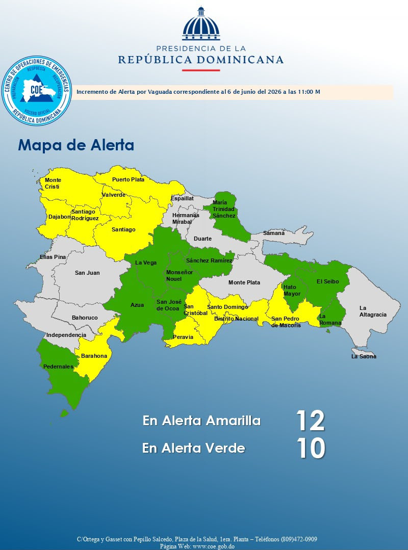 Aumentan a 22 las provincias en alerta por incidencia de una vaguada