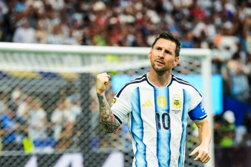Lionel Messi, de Argentina, celebra uno de sus goles en el partido contra Austria en la Copa Mundial de la FIFA, el 22 de junio de 2026 en Arlington, Texas.