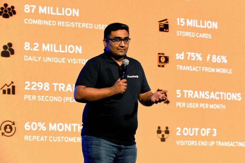 El director ejecutivo y cofundador indio de FreeCharge, Kunal Shah, en el lanzamiento de la billetera digital FreeCharge en Bangalore el 15 de septiembre de 2015.