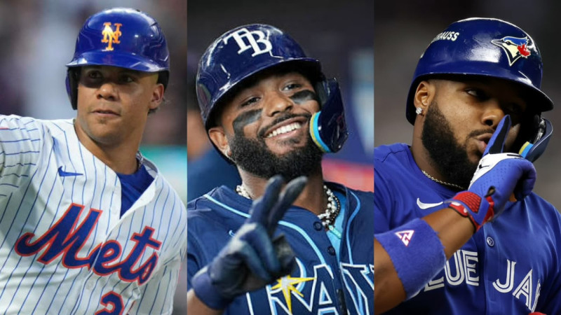 Juan Soto, Junior Caminero y Vladimir Guerrero Jr.