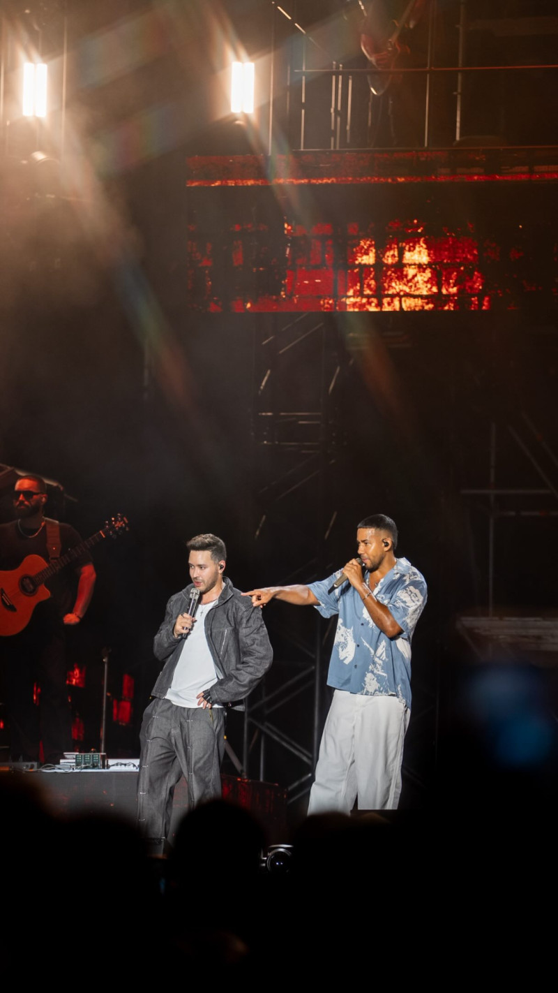 Romeo Santos y Prince Royce en el el RCD Stadium en Barcelona, España, el 11 de julio de 2026.
