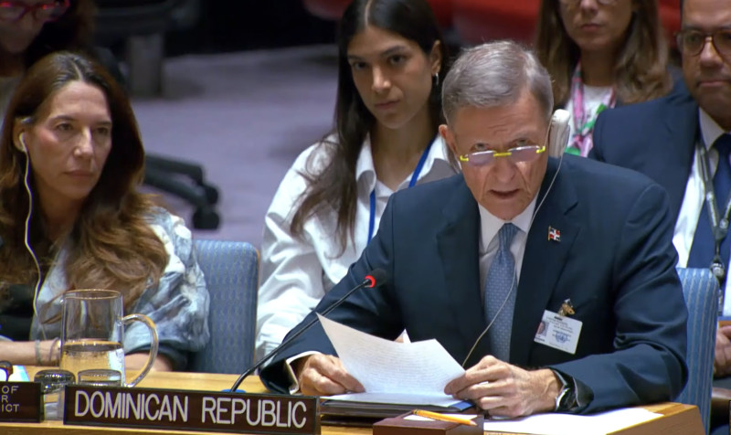 Canciller Roberto Álvarez durante la reunión en la ONU.