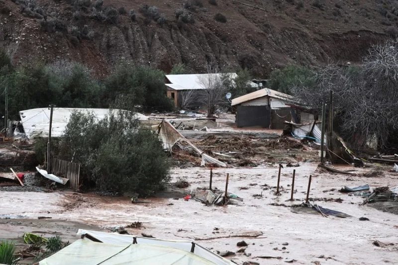 Viviendas afectadas las inundaciones en La Serena (Chile)