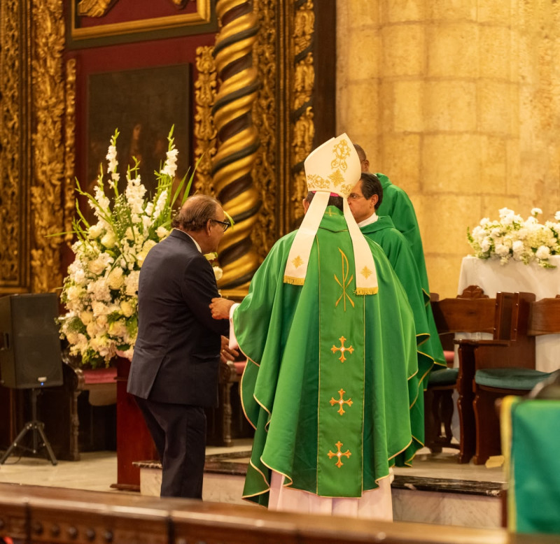 El director del Listín Diario, Miguel Franjul, durante la misa de acción de gracias.