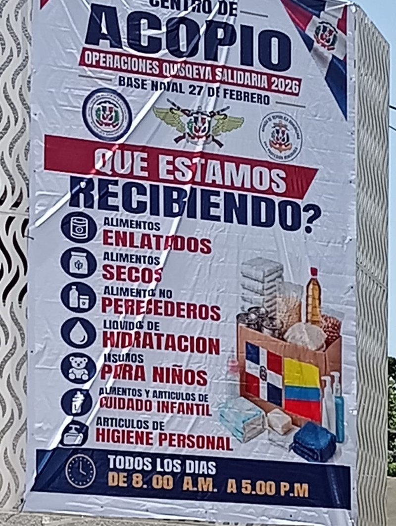 centro de acopio de la Armada Dominicana enviará insumos a Colombia.