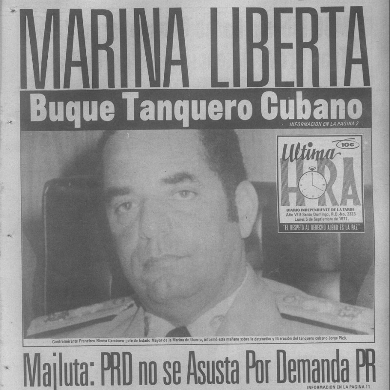 El contralmirante Francisco Rivera Caminero, entonces jefe de la Marina de Guerra, dijo que el buque había sido detenido y liberado