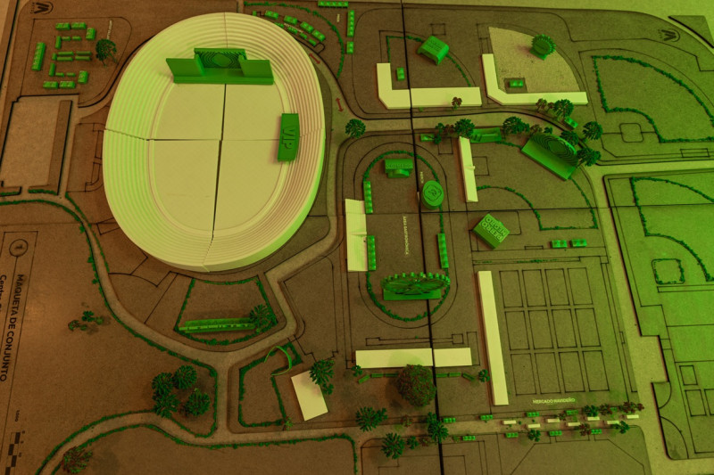 Maqueta del escenario principal y el entorno del Festival Presidente 2026 en el Centro Olímpico de Santo Domingo.