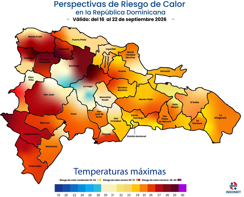 El mapa muestra por colores como está la temperatura