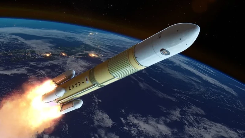 Representación gráfica de la agencia espacial japonesa (JAXA) del lanzamiento este martes de madrugada de su misión de exploración de las lunas de Marte (MMX).