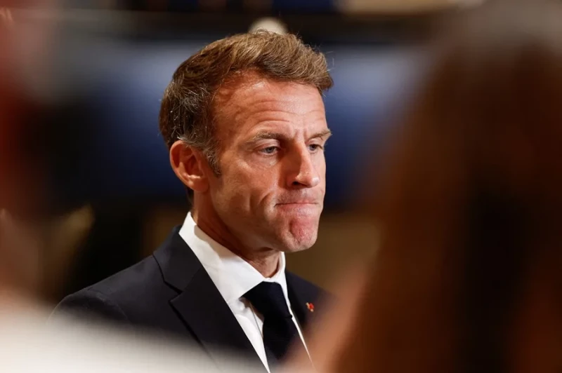 El presidente francés, Emmanuel Macron, en una comparecencia ante los medios en Lusail, Catar, este 21 de octubre