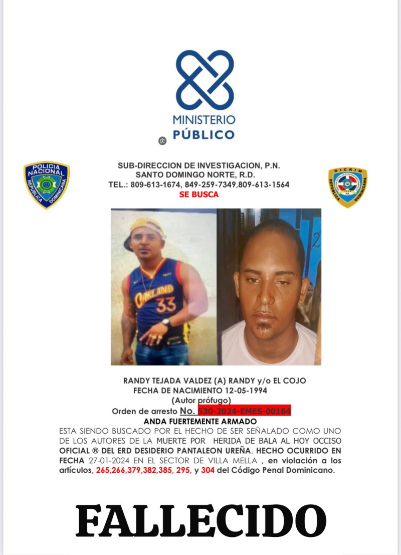 Muere “El cojo”, delincuente buscado por la muerte de un sargento mayor de la Policía Nacional