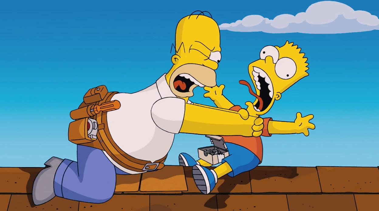 Homero Simpson estrangulando a Bart