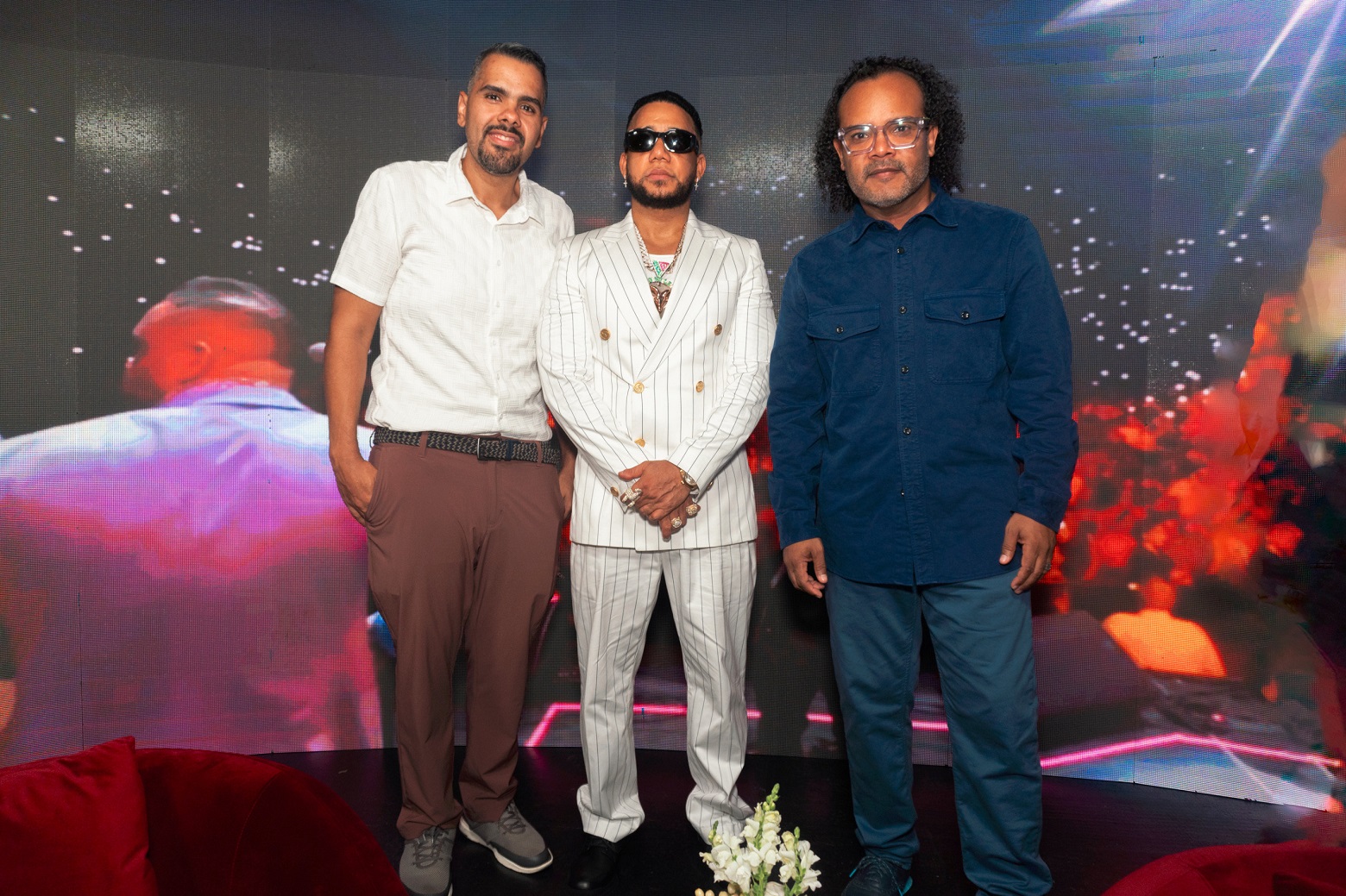 José Ricardo Taveras, Elvis Martinez y Alberto Zayas durante el encuentro de prensa en Santiago.